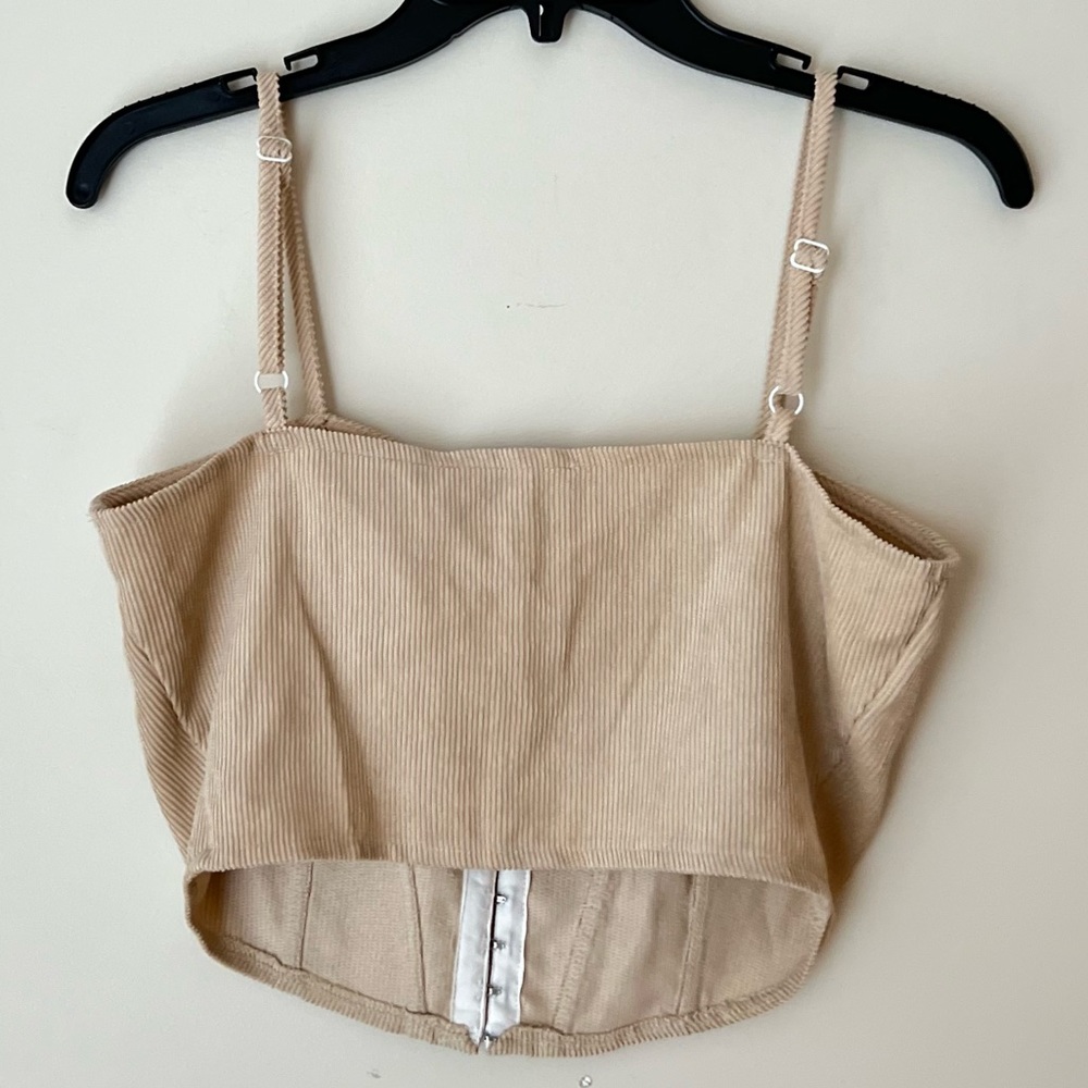 Cider Solid Corduroy Corset Top Tan Size Small *NWOT* - Picture 8 of 8